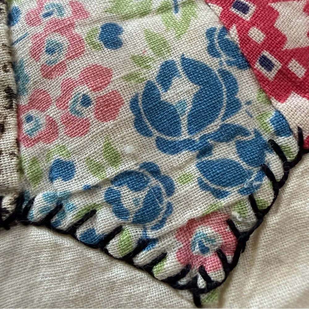 Vintage Dresden Plate Quilt 70x86 Feedsack Appliqué Cottagecore